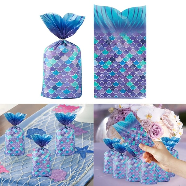 50/100 STK Mermaid Tails Cookie slikposer 100 STK 100 STK 100PCS