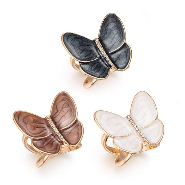 Butterfly Tørklæde Spænde Rhinestone Tørklæde Ring Clip EKSTRA STOR Extra Large