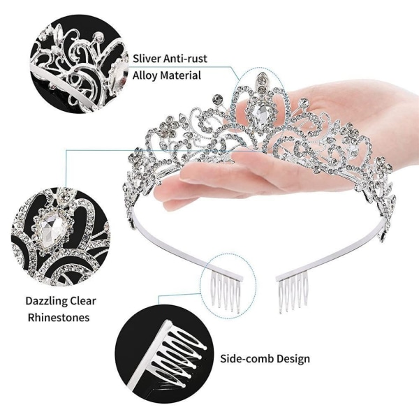 Crystal Rhinestone Crown Coiffure Crown Tiara GRØNN Green