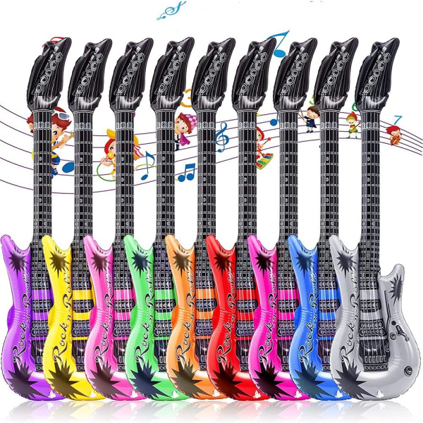 6 stk oppustelig guitar rockguitar legetøj RANDOM COLORA A Random ColorA