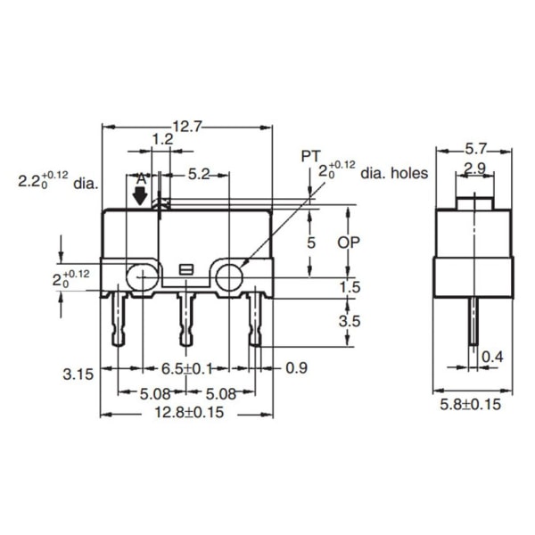 5 stk Mus Micro Switch Ultra Subminiature