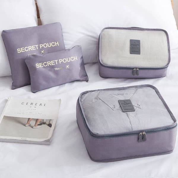 Reseförvaringsväskor 7 delar Set GRÅ 6 ST 6 ST Grey 6 Pcs-6 Pcs
