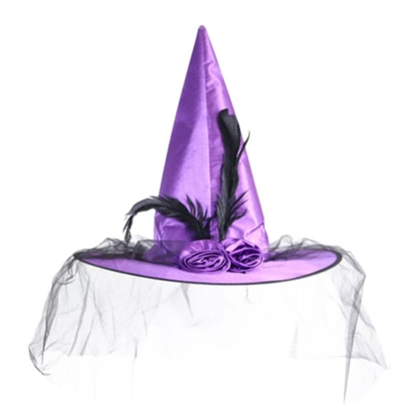 Halloween Witch Hat Feather Wizard lue LILLA purple