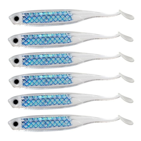 6STK Fiskesluke Myke sluk BLÅSTK 6STK Blue 6Pcs-6Pcs