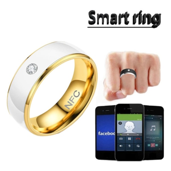 NFC Smart Ring Finger Digital Ring WHITE&GOLD 12 WHITE&GOLD 12