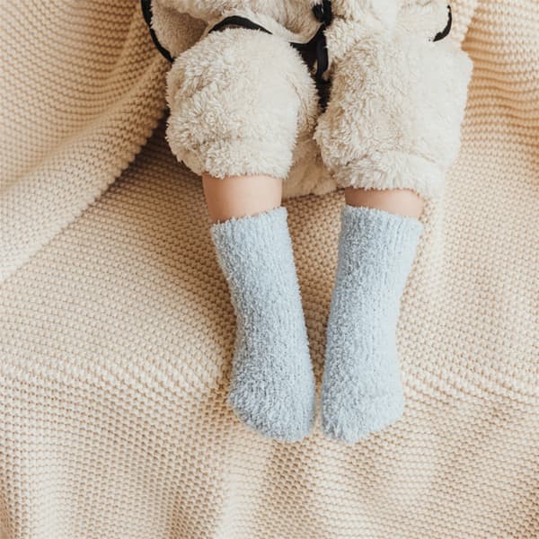 Babysokker Plys Fluffy Socks LIGHT BLUE M Light Blue M