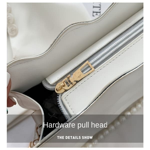 New Wave Pattern Women's Bag One Shoulder Bag HVIT white