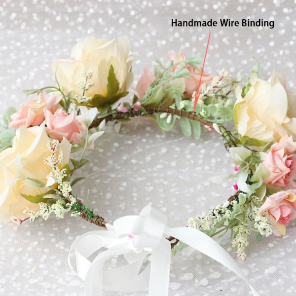 Blomster Krans Krone Grøn Blad Pandebånd PINK PINK