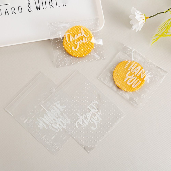 200 stk Takk klare poser Cookie Godteripose Cellofanpose 200Pcs
