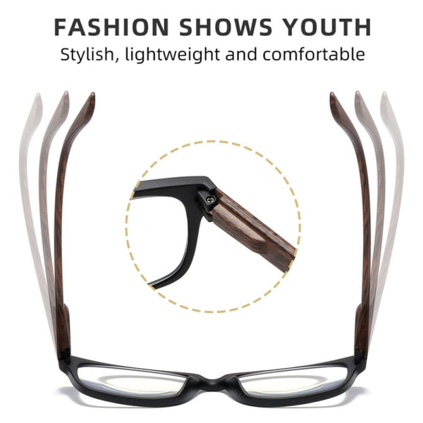 Lesebriller med anti-blått lys Firkantede briller BRUNE Brown Strength 150