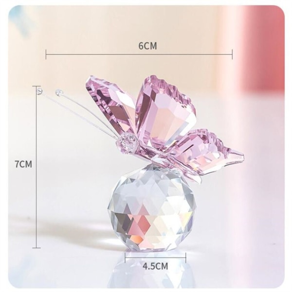 Crystal Butterfly Statyett Glas Miniatyr GUL Yellow