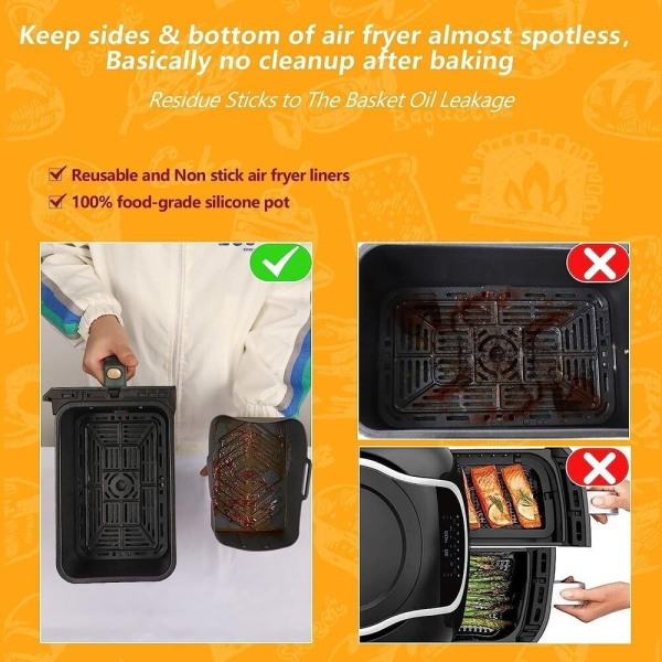 Air Fryer Silicone Pots Dual Basket Liner MUSTA black