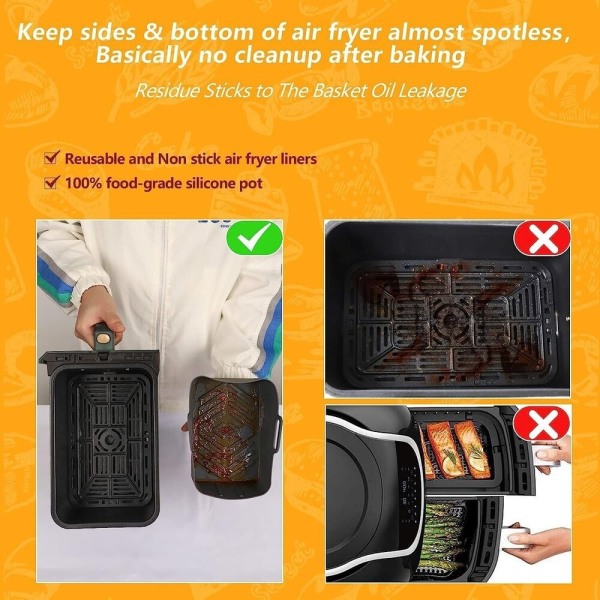Air Fryer Silikone Gryder Dual Basket Liner GRÅ grey