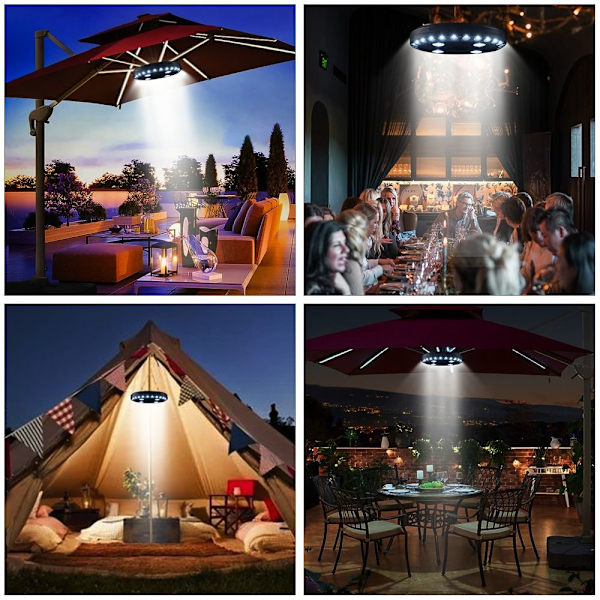 24+4 Led paraplylys campinglys