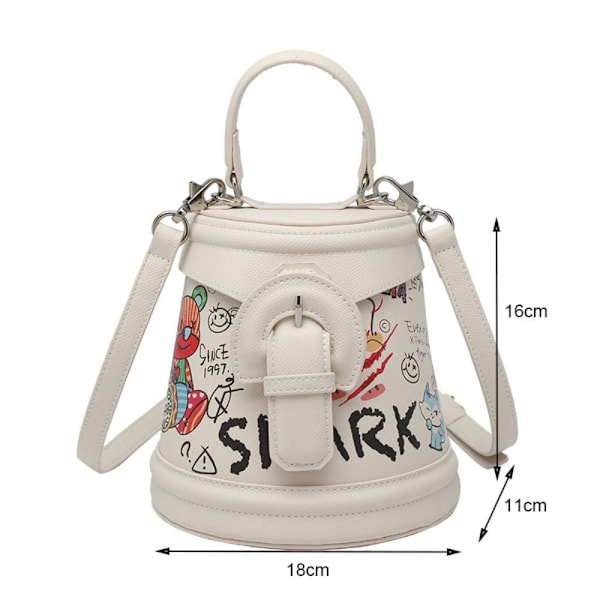 2023 Bucket Bag Graffiti Horseshoe Nahkainen olkalaukku