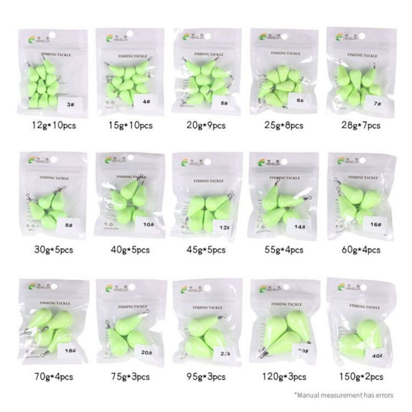 Lysende Fiske Bly Sinkers Fiske Vekt Sinker 18,8G-9STK 18.8g-9pcs