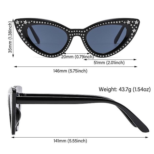 Cat Eye solbriller til kvinder Diamond solbriller BLACK-TEA Black-Tea