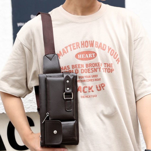 Läder midjeväska Fanny Pack SVART L Black L