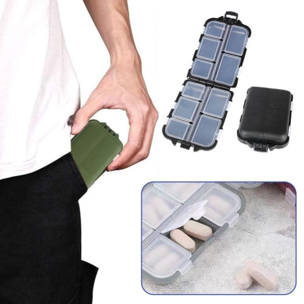 Daily Pill Box Medicin Dispenser Case ARMY GREEN Army Green