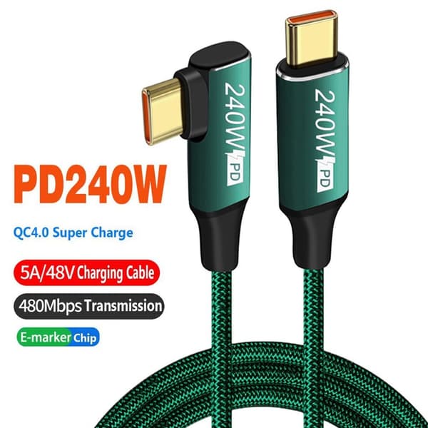 USB C Hurtigladekabel PD 240W SORT 0,5M Black 0.5m