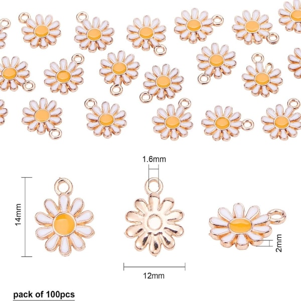 100 kpl White Flower Charms Mini kukkakrysanteemikorut