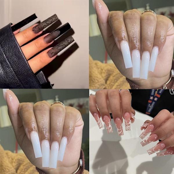 24 kpl Fake Nails pitkät ranskalaiset Z195 Z195 Z195