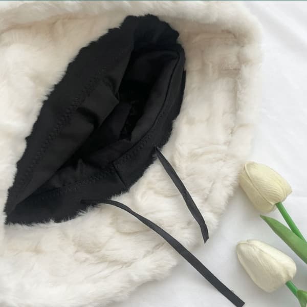 Kvinnor Bucket Hat Ull Cap VIT BOW BOW White Bow-Bow