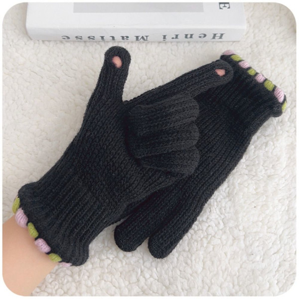Full Finger Handsker Strikkede Stretch Handsker SORT black