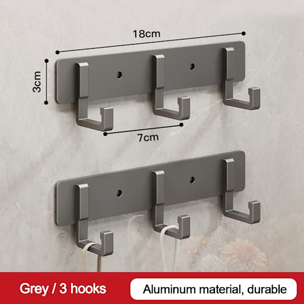 Seinä-ovikoukku Olohuoneen ovenkoukku HARMAA 3 KOUKKUA 3 KOUKKUA Grey 3 hooks-3 hooks