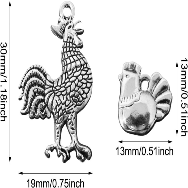 Chicken Rooster Charms Antik Silver Charms Rooster Charms
