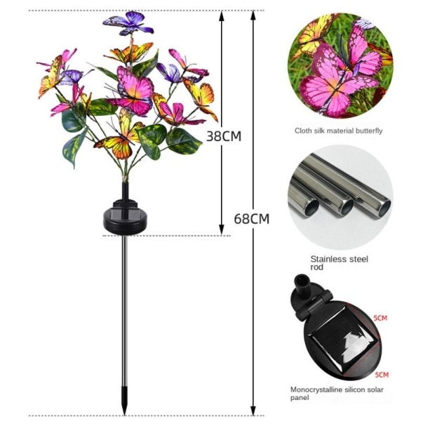 2kpl Solar Outdoor Lights Butterfly Solar Garden Lights