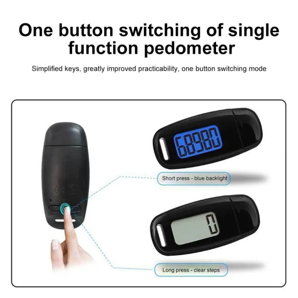 3D skritteller Walking Step Counter SVART black