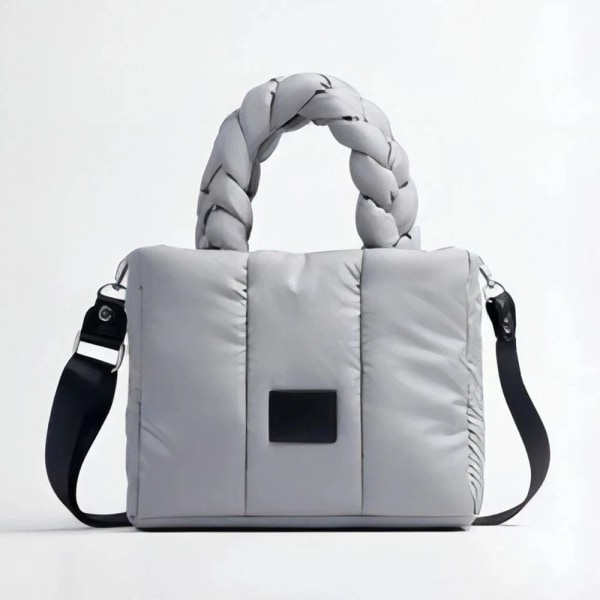 Puffer Tote Bag Quiltet Puffy Handbag WHITE white