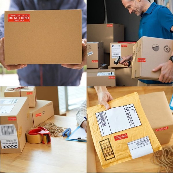 Hantera med försiktighet - Böj inte - Tack förpackningsetiketter Förpackning