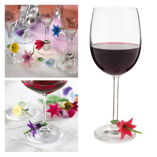 6 st Vin Glasmarkörer Silikon Etiketter Glasverktyg