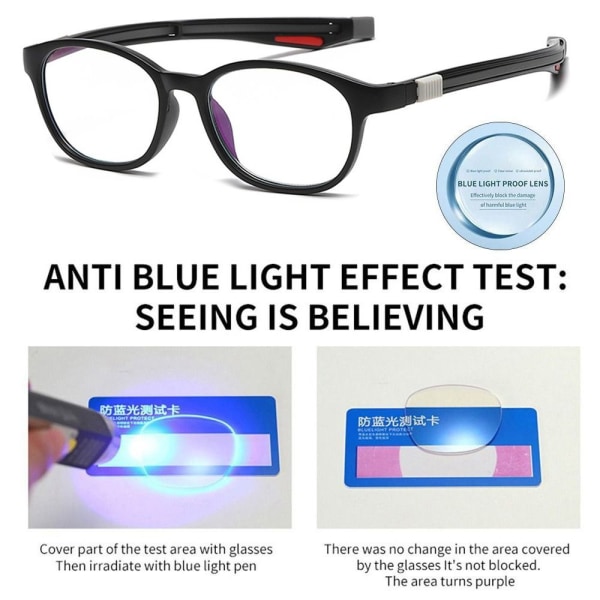 Anti-Blue Light Lukulasit Pyöreät silmälasit MUSTA VOIMA Black Strength 200