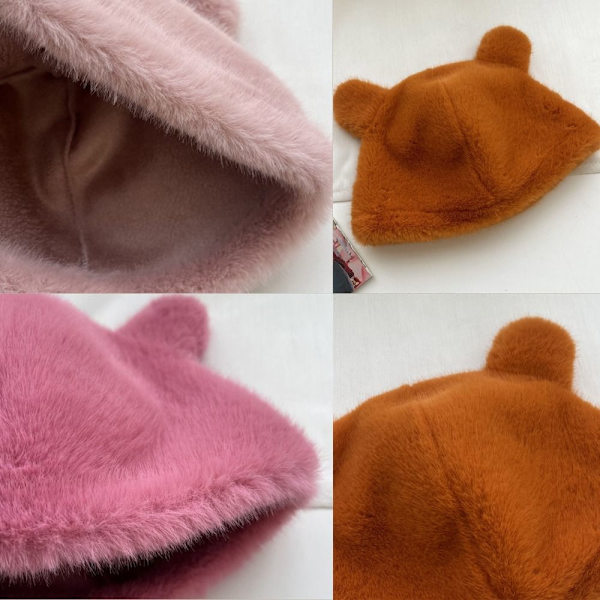 Plysch Bucket Hat Kall Hatt VIT white