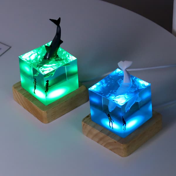 Shark Diver Decoration LED Nattlys D D D