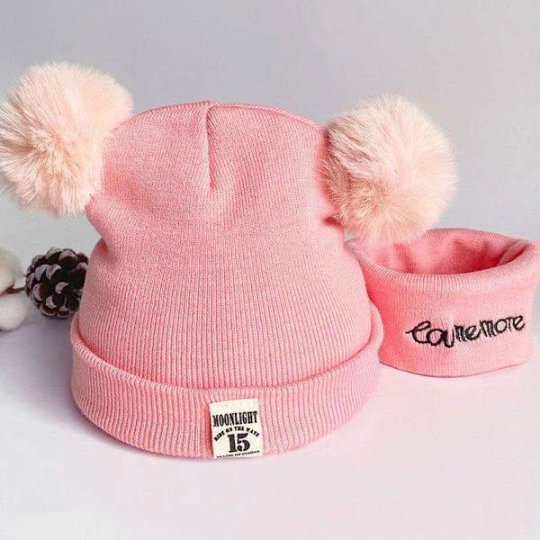 Strikkelue for barn Baby luehette ROSA STIL 2 STIL 2 Pink Style 2-Style 2