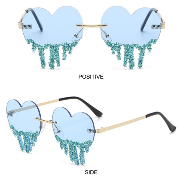 Solbriller for kvinner Hjerte med tårer formet GRØNN Green