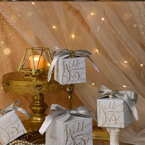 20 STK Sjokoladegodteribokser Bryllupsfavoritboks STIL 3 MED Style 3 With pearls