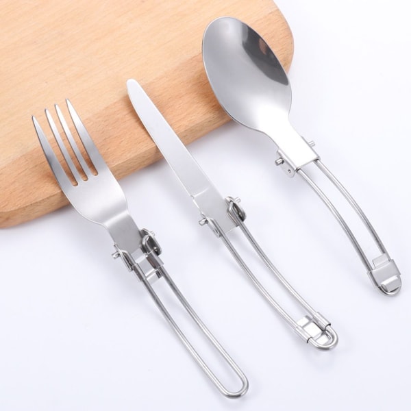 3Pcs Portable Outdoor Foldable Fork Spoon Picnic Camping Travel