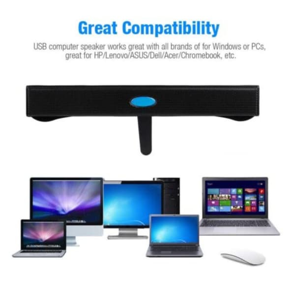 Computer Mini Audio System Lang Højttaler SORT Black