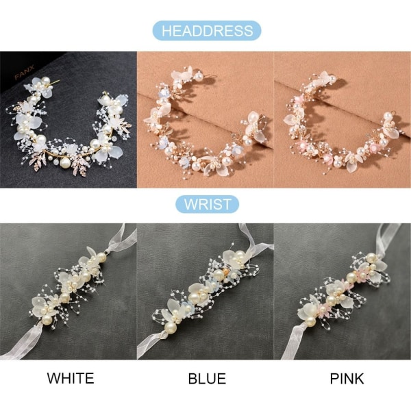 Pearl Wrist Flower Girls Brudtärna BLÅ HANDLEDD Blue Wrist-Wrist