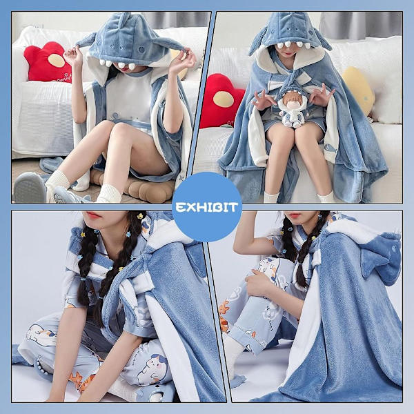 Shark Blanket Shark Shawl Cape Typ Hooded Robe Shark Filt