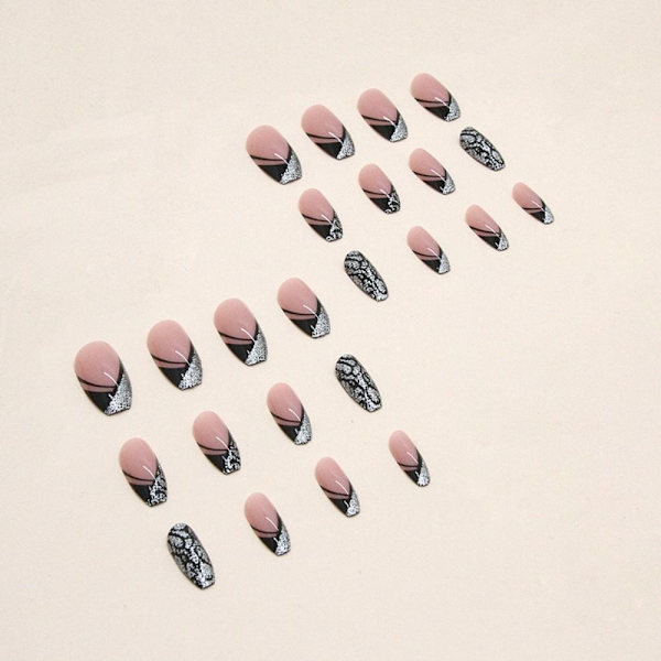 24 kpl Fake Nails Short French Ballerina W378