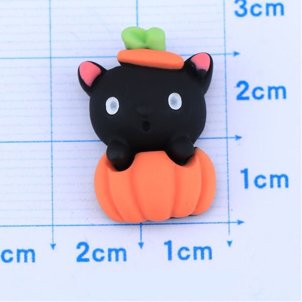 20st Halloween Pumpa Figurine 3D Resin Flat SVART KATT black cat pumpkin