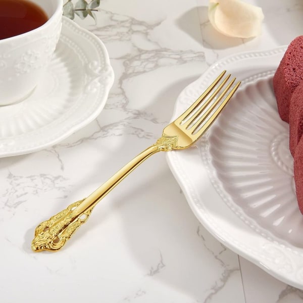4 stk Dessertgaffel i rustfrit stål Retrogaffel i rustfrit stål 4 4 pcs