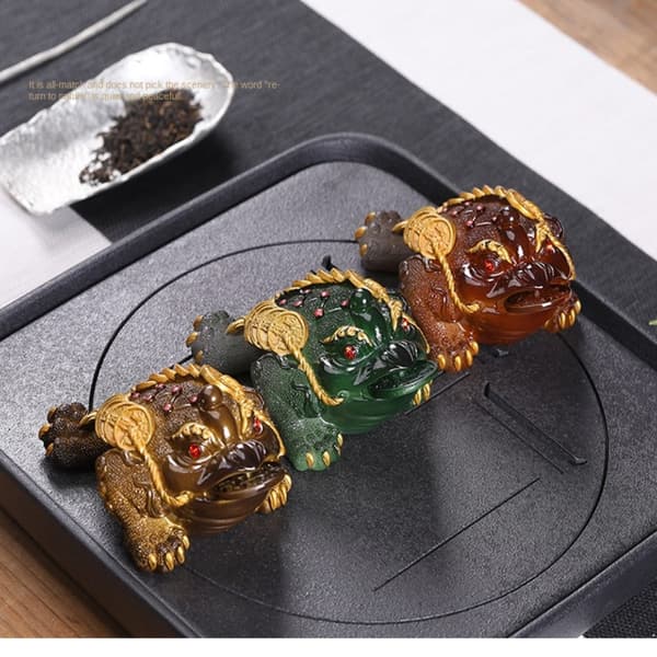 Golden Toad Tea Pet Color Changing Tea Pet GRØNN Green