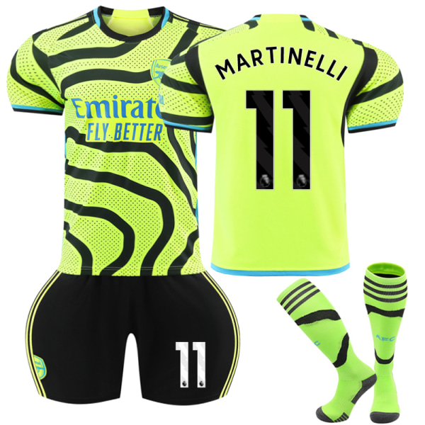2023-2024 Arsenal Away Kids -jalkapallopakkaus sukilla nro 11 Martinelli 24